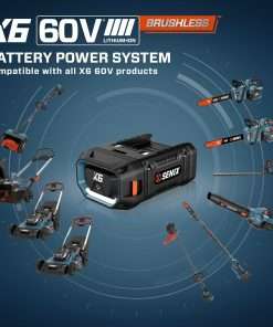 SENIX X6 60V 21-Inch 3-in-1 Cordless Lawn Mower with LED Light - 7 Height Adjustments, Smart Display, Bagging-Mulching-Side Discharge - 6Ah Li-ion Battery & Charger Included - 8