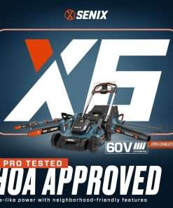 SENIX X6 60V 21-Inch 3-in-1 Cordless Lawn Mower with LED Light - 7 Height Adjustments, Smart Display, Bagging-Mulching-Side Discharge - 6Ah Li-ion Battery & Charger Included - 9