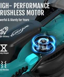 (2025 New) YARDCARE 36V Brushless Cordless Lawn Mower with 2X4.0Ah Batteries, LED Display Screen, Electric Lawnmower with 5-Position Height Adjustment, 8 Gallon Grass Bag, Charger - 2