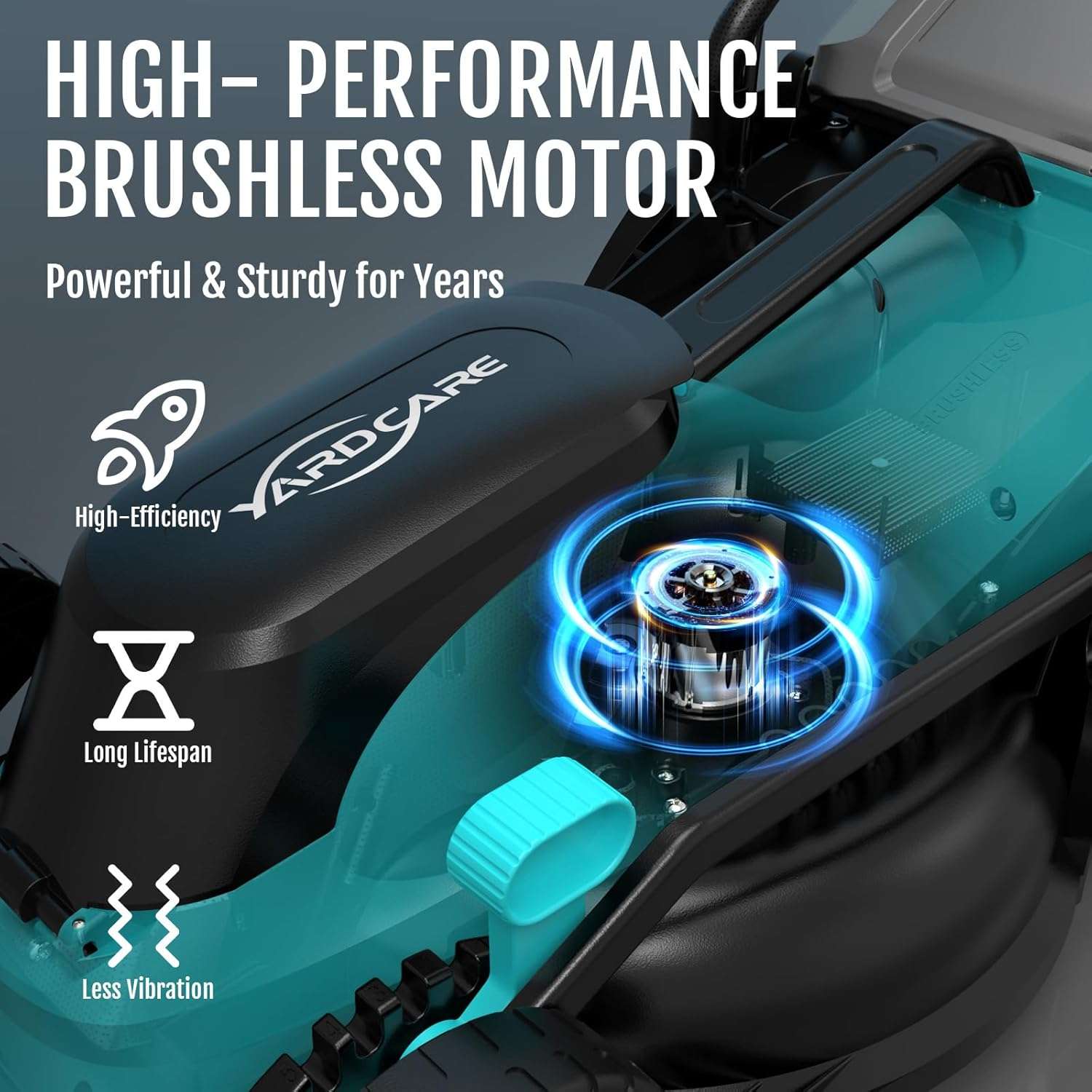 (2025 New) YARDCARE 36V Brushless Cordless Lawn Mower with 2X4.0Ah Batteries, LED Display Screen, Electric Lawnmower with 5-Position Height Adjustment, 8 Gallon Grass Bag, Charger - 2