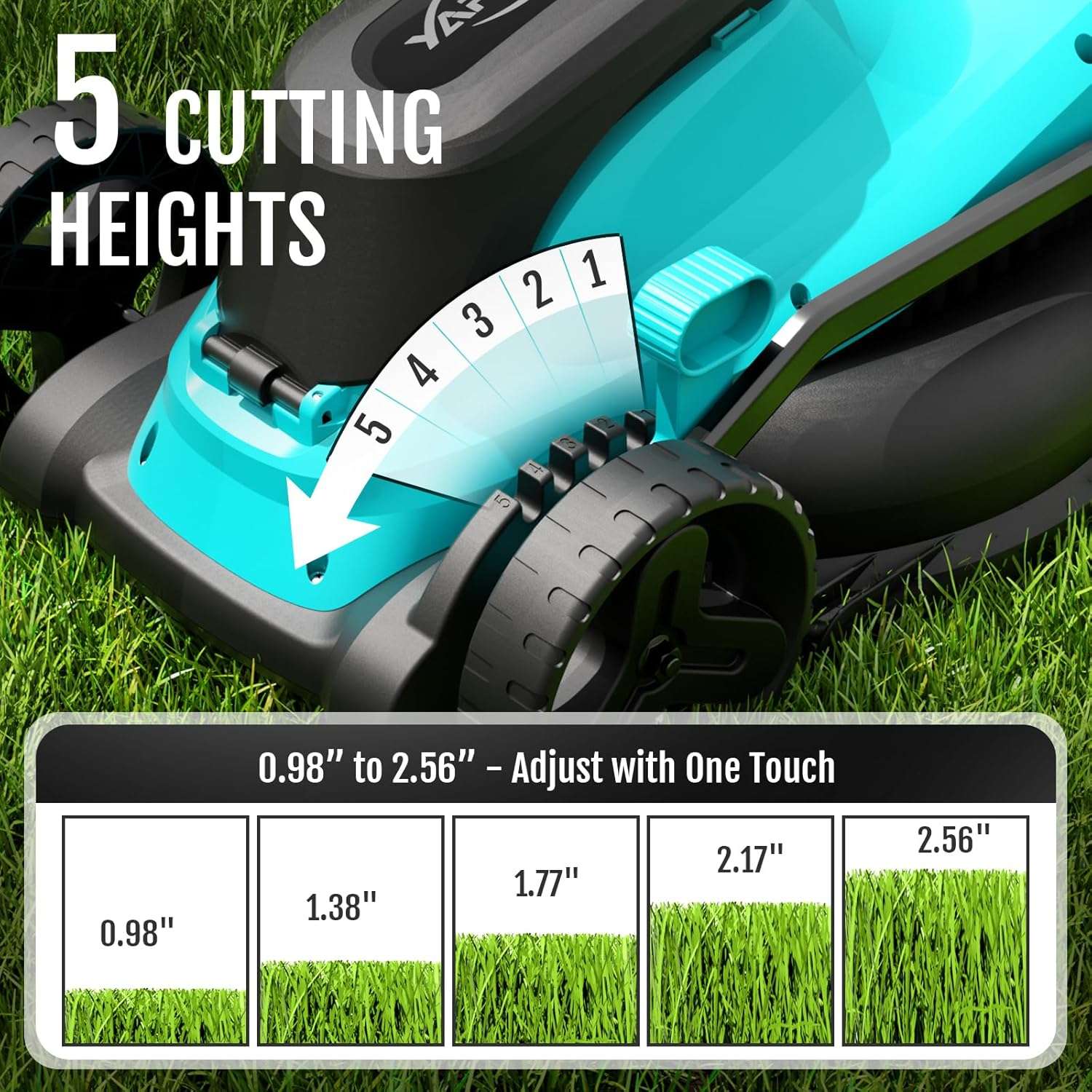 (2025 New) YARDCARE 36V Brushless Cordless Lawn Mower with 2X4.0Ah Batteries, LED Display Screen, Electric Lawnmower with 5-Position Height Adjustment, 8 Gallon Grass Bag, Charger - 5
