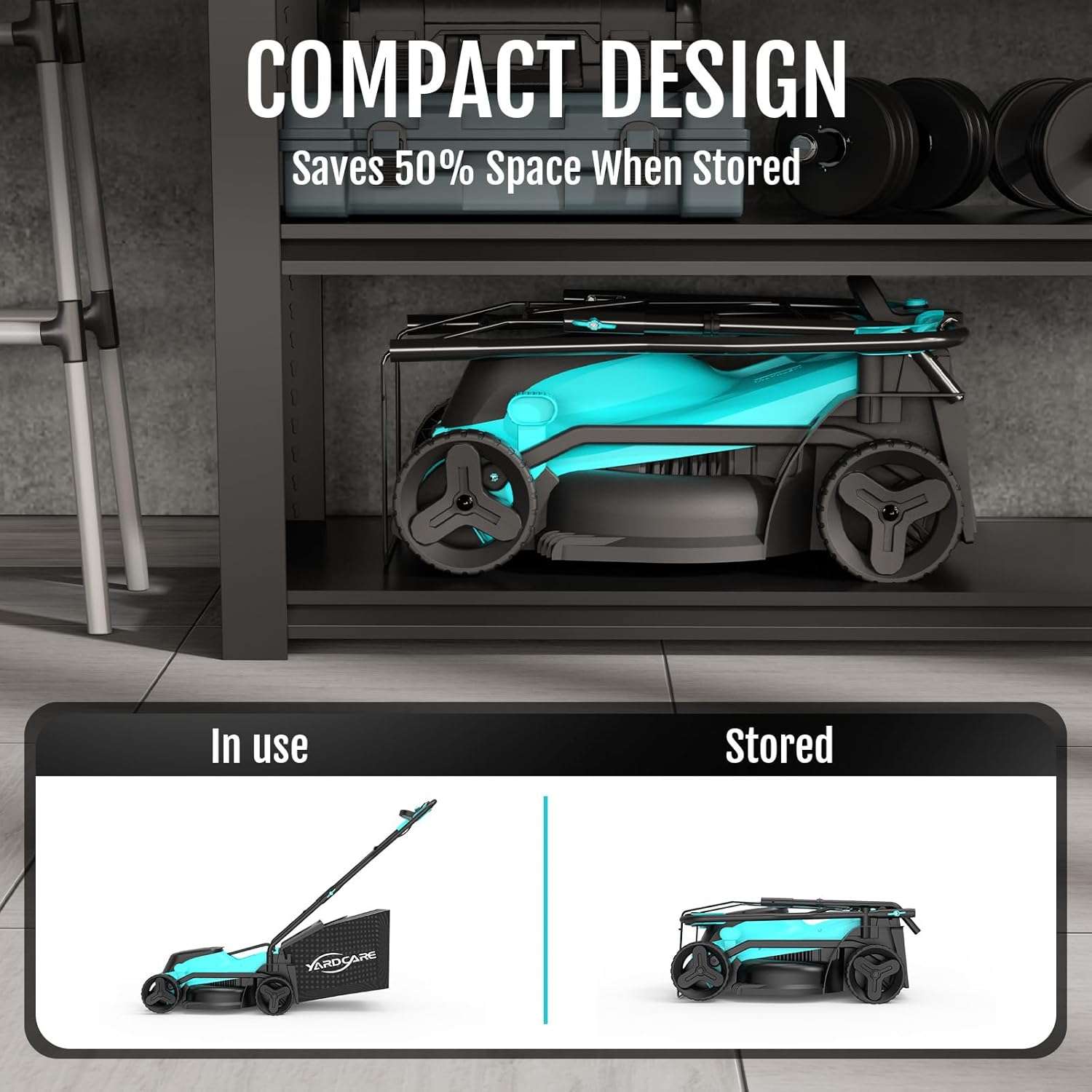 (2025 New) YARDCARE 36V Brushless Cordless Lawn Mower with 2X4.0Ah Batteries, LED Display Screen, Electric Lawnmower with 5-Position Height Adjustment, 8 Gallon Grass Bag, Charger - 8