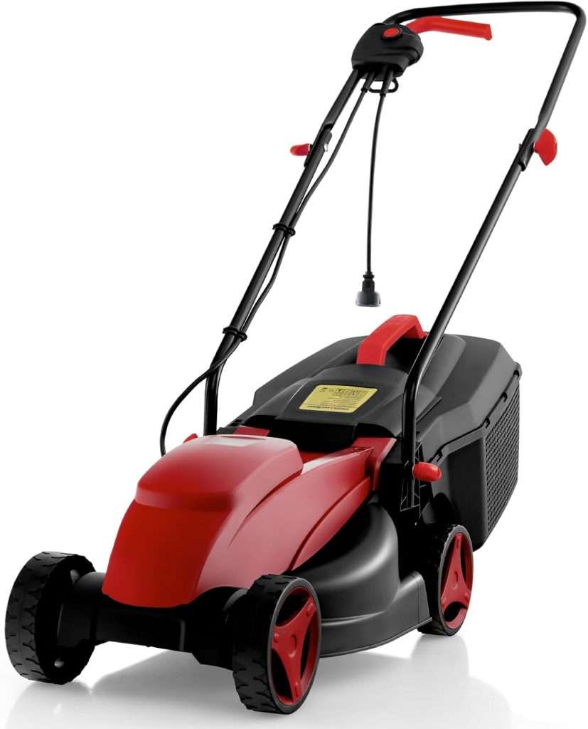 Goplus Electric Lawn Mower, Versatile Corded Lawn Mower with Grass Collection Box, 10 AMP Motor, 13 Cutting Deck, 3 Adjustable Cutting Positions, Walk-Behind Small Lawnmower for Garden Farm Yard - 1