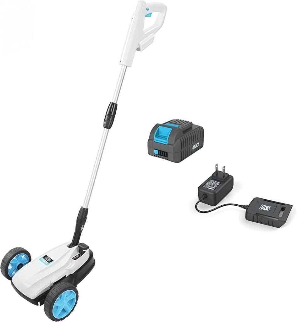 RB 9 Cordless Lawn Mower, 40V 2Ah Battery & Charger, Upright Storage, Brushless Motor 6000RPM, 3 Cutting Heights (1.2-2), One-Hand Steering, Detachable Handle, Safe Tilt 20°-70° for Small Yards - 1