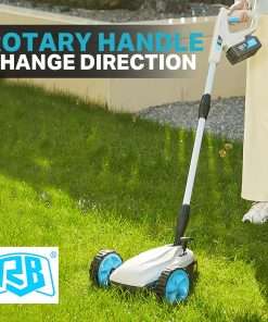 RB 9 Cordless Lawn Mower, 40V 2Ah Battery & Charger, Upright Storage, Brushless Motor 6000RPM, 3 Cutting Heights (1.2-2), One-Hand Steering, Detachable Handle, Safe Tilt 20°-70° for Small Yards - 8