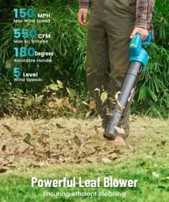 SEESII Electric 12 Lawn Mower and Leaf Blower Combo Kit, 3 in 1 Cordless Weed Wacker Grass Eater with 1.3-2.1 Height, Battery String Trimmer & Rotary Handheld Blower with 5-Speed for Yard Lawn - 5