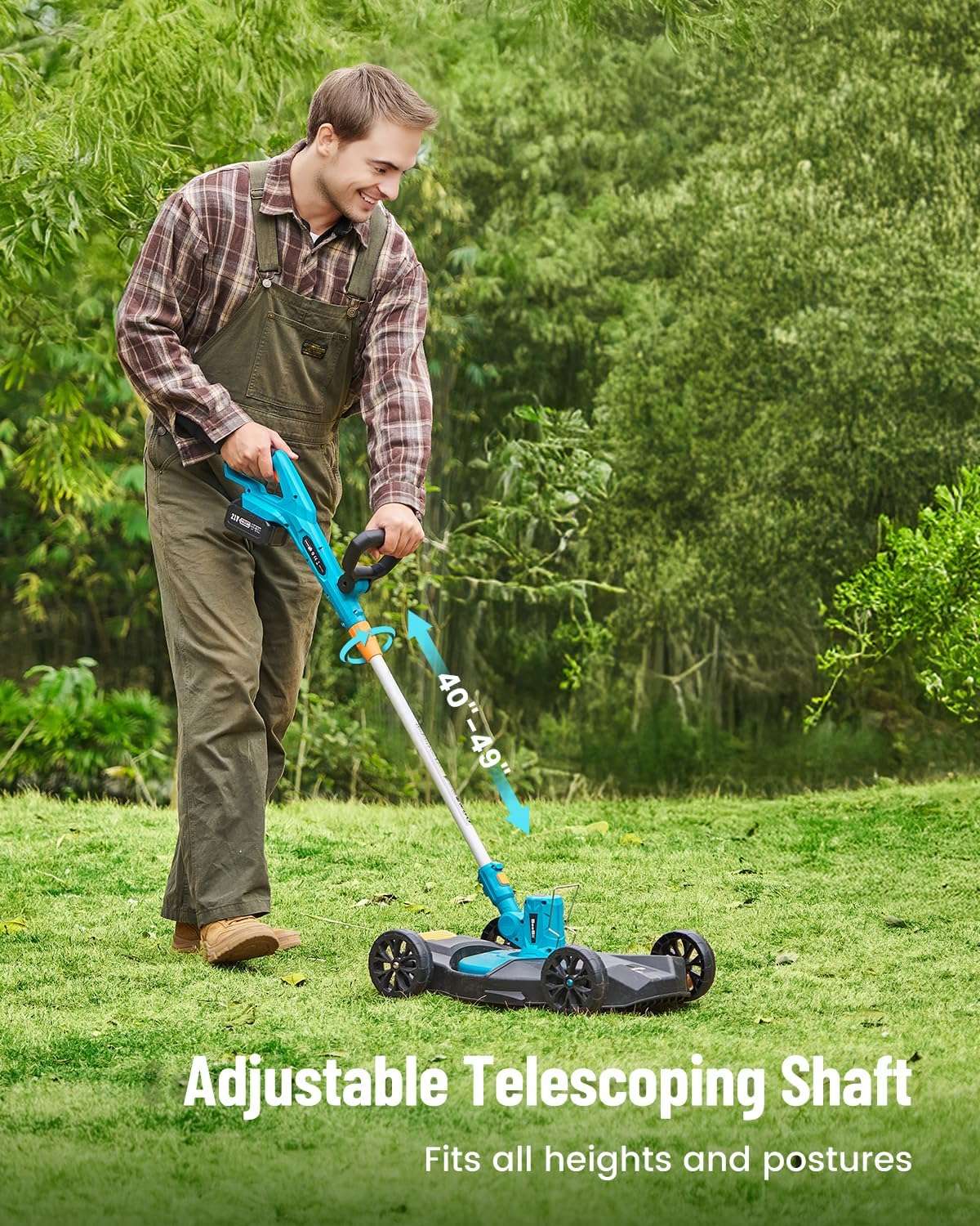 SEESII Electric 12 Lawn Mower and Leaf Blower Combo Kit, 3 in 1 Cordless Weed Wacker Grass Eater with 1.3-2.1 Height, Battery String Trimmer & Rotary Handheld Blower with 5-Speed for Yard Lawn - 9