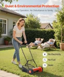 VEVOR Push Reel Lawn Mower 14 inch, 5 Blades Manual Push Mower No Motor, 0.6-1.75 in Adjustable Cutting Height, Walk-Behind Lawn Mowers with Grass Catcher Bag - 6