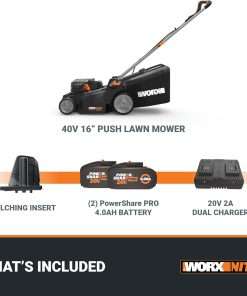WORX Nitro 40V 16 Cordless Lawn Mower w-Brushless Motor 2.0 & Intellicut, 2-in-1 Electric Mower w-Mulch Blade, Lightweight Push Lawn Mower for 1-4 Acre WG737 – Batteries & Charger Included - 6