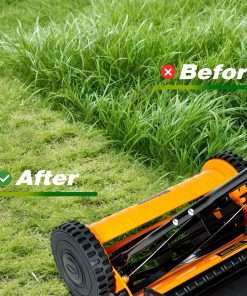 Walensee 16-Inch 5-Blade Push Reel Lawn Mower, Cordless Manual Reel Lawn Mower Walk-Behind Steel Lawn Mowers with Removable 7.9-Gallon Grass Catcher - 6