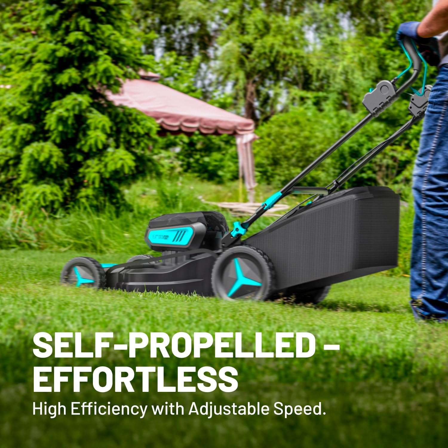 2 - 20V 21 inch Self-Propelled Lawn Mower Cordless, 3-in-1 Brushless Electric Lawn Mower with 6-Position Cutting Height Adjustment, 2 - 8.0Ah Battery & Dual Charger Included - 4