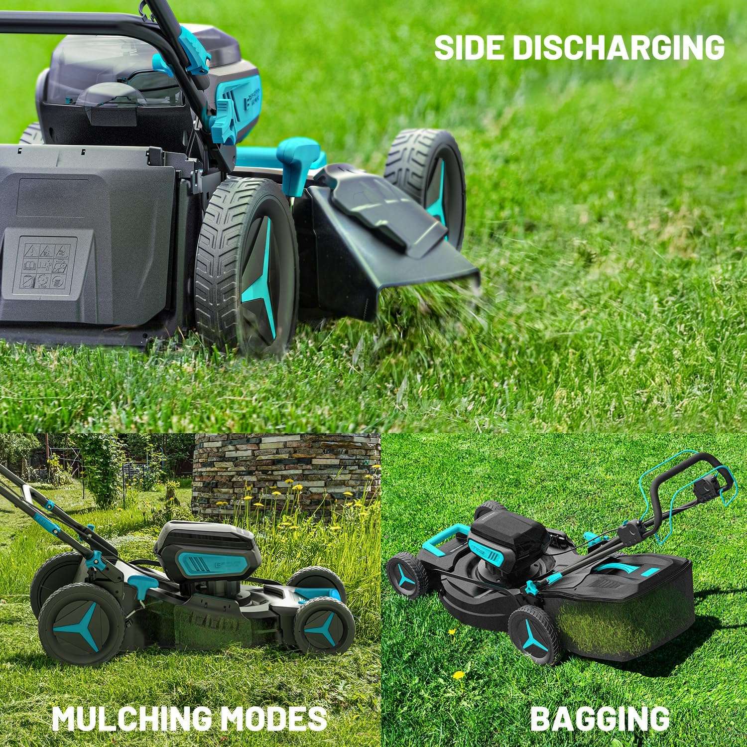 2 - 20V 21 inch Self-Propelled Lawn Mower Cordless, 3-in-1 Brushless Electric Lawn Mower with 6-Position Cutting Height Adjustment, 2 - 8.0Ah Battery & Dual Charger Included - 8