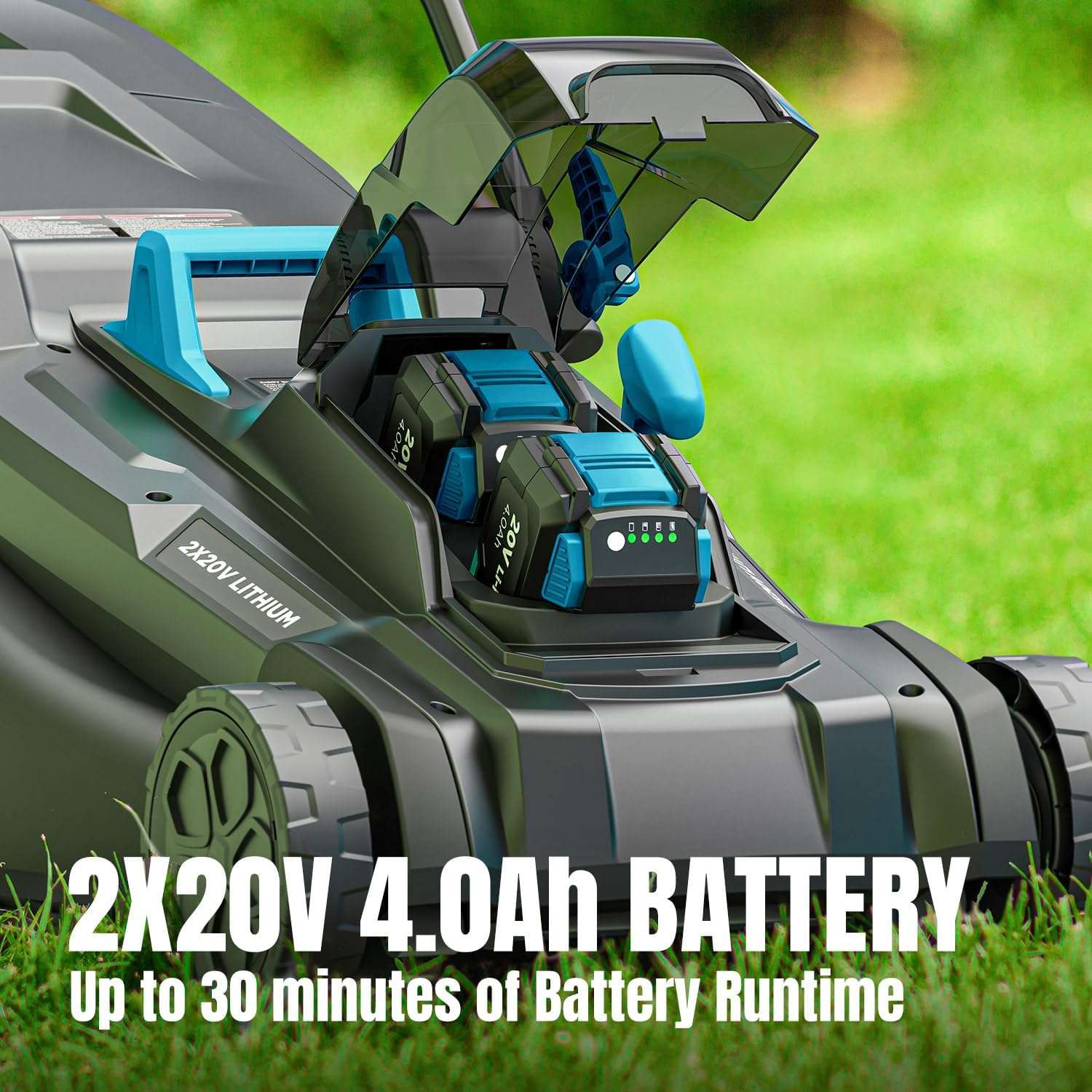 40V 18 inch Lawn Mower Cordless, Brushless Push Lawn Mower with 6-Position Cutting Height Adjustment, 2x4.0Ah Battery & Dual Charger Included - 2