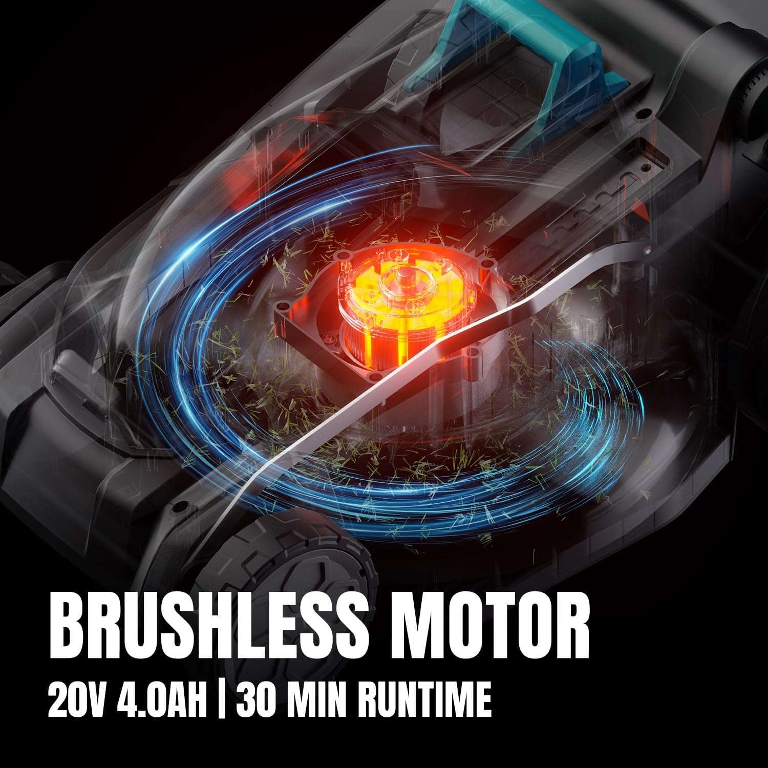 40V 18 inch Lawn Mower Cordless, Brushless Push Lawn Mower with 6-Position Cutting Height Adjustment, 2x4.0Ah Battery & Dual Charger Included - 3