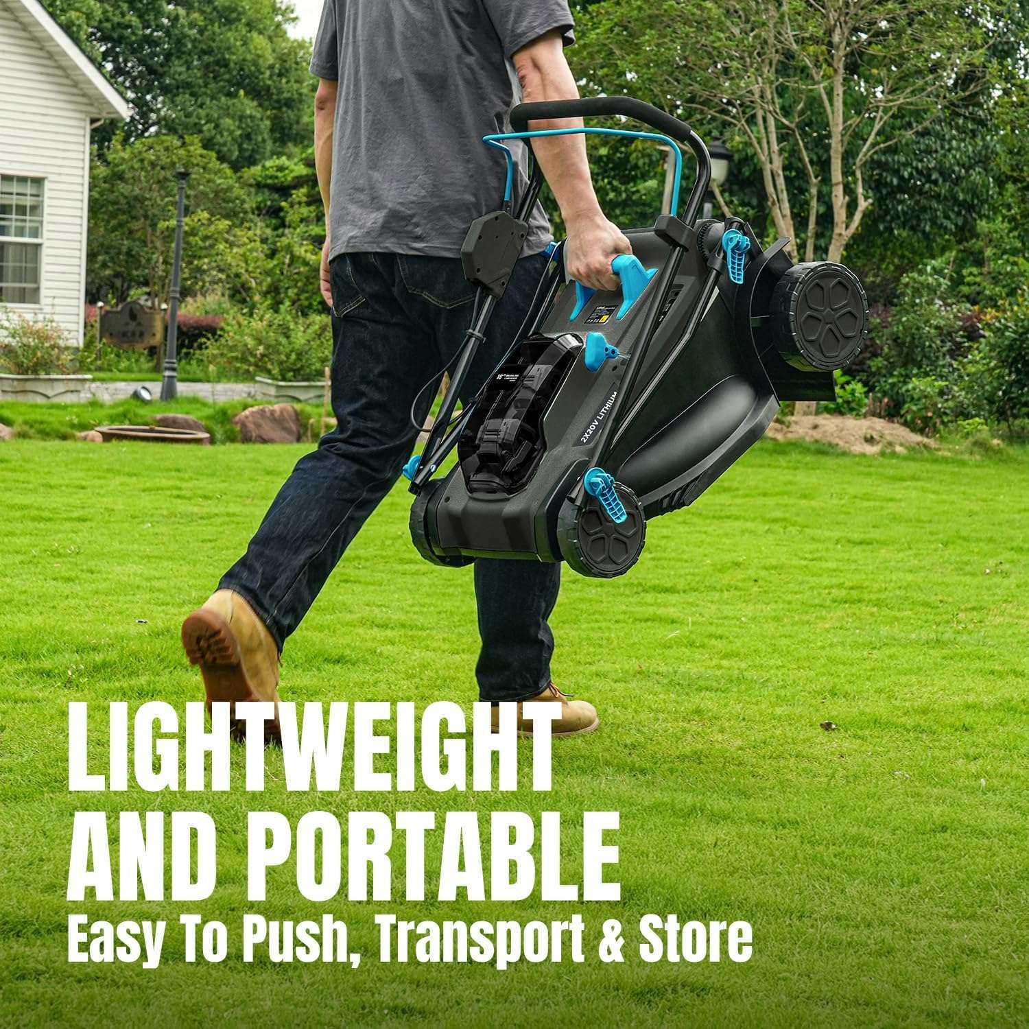 40V 18 inch Lawn Mower Cordless, Brushless Push Lawn Mower with 6-Position Cutting Height Adjustment, 2x4.0Ah Battery & Dual Charger Included - 7