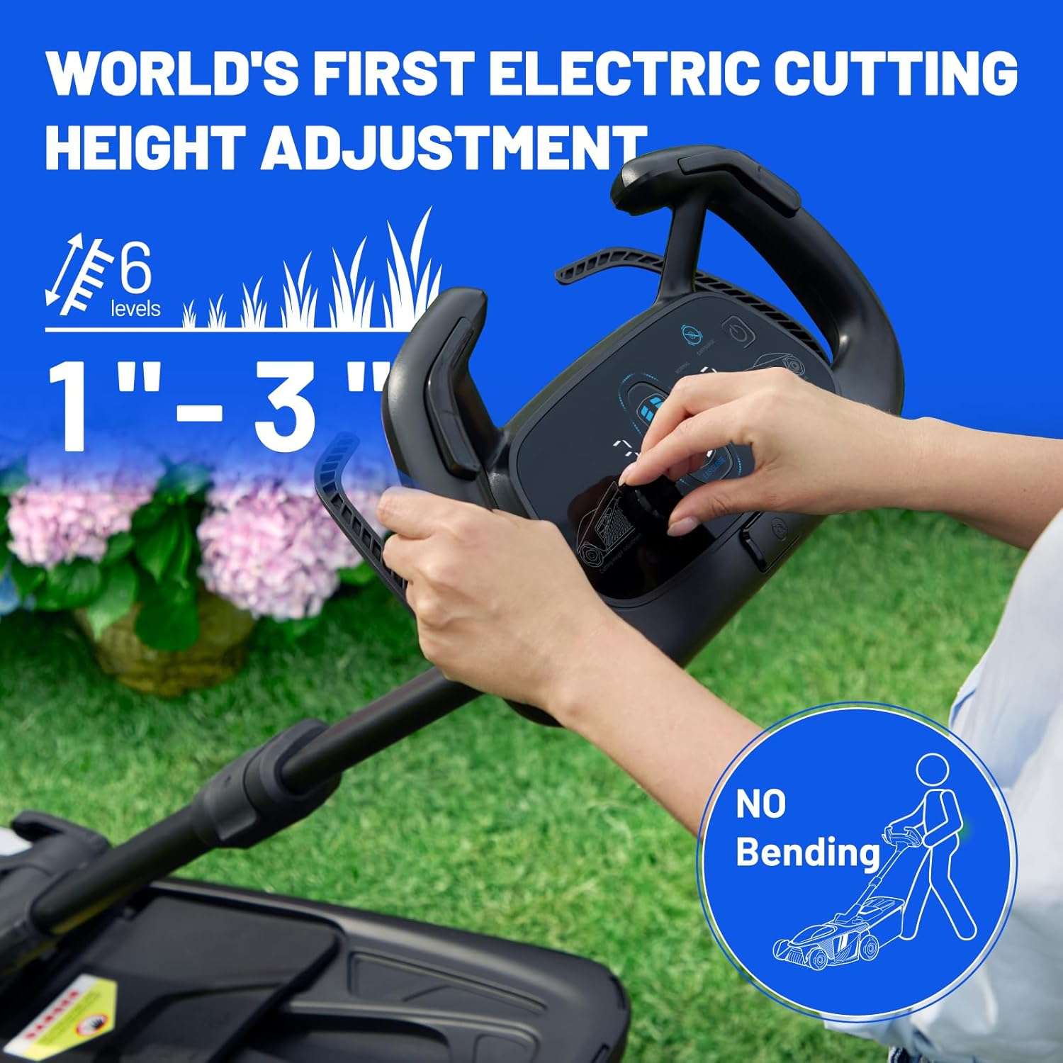Electric Lawn Mower, Self-propelled Lawn Mower Cordless 40V 18.5 Brushless Mower with Electric Cutting Height Adjustment, Higher Rotation Speed, 2 x 4.0Ah Battery and Rapid Charge Included - 4