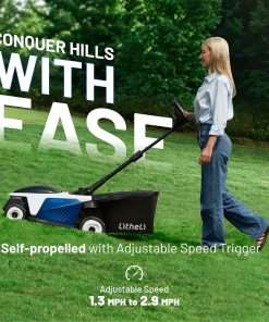 Electric Lawn Mower, Self-propelled Lawn Mower Cordless 40V 18.5 Brushless Mower with Electric Cutting Height Adjustment, Higher Rotation Speed, 2 x 4.0Ah Battery and Rapid Charge Included - 5