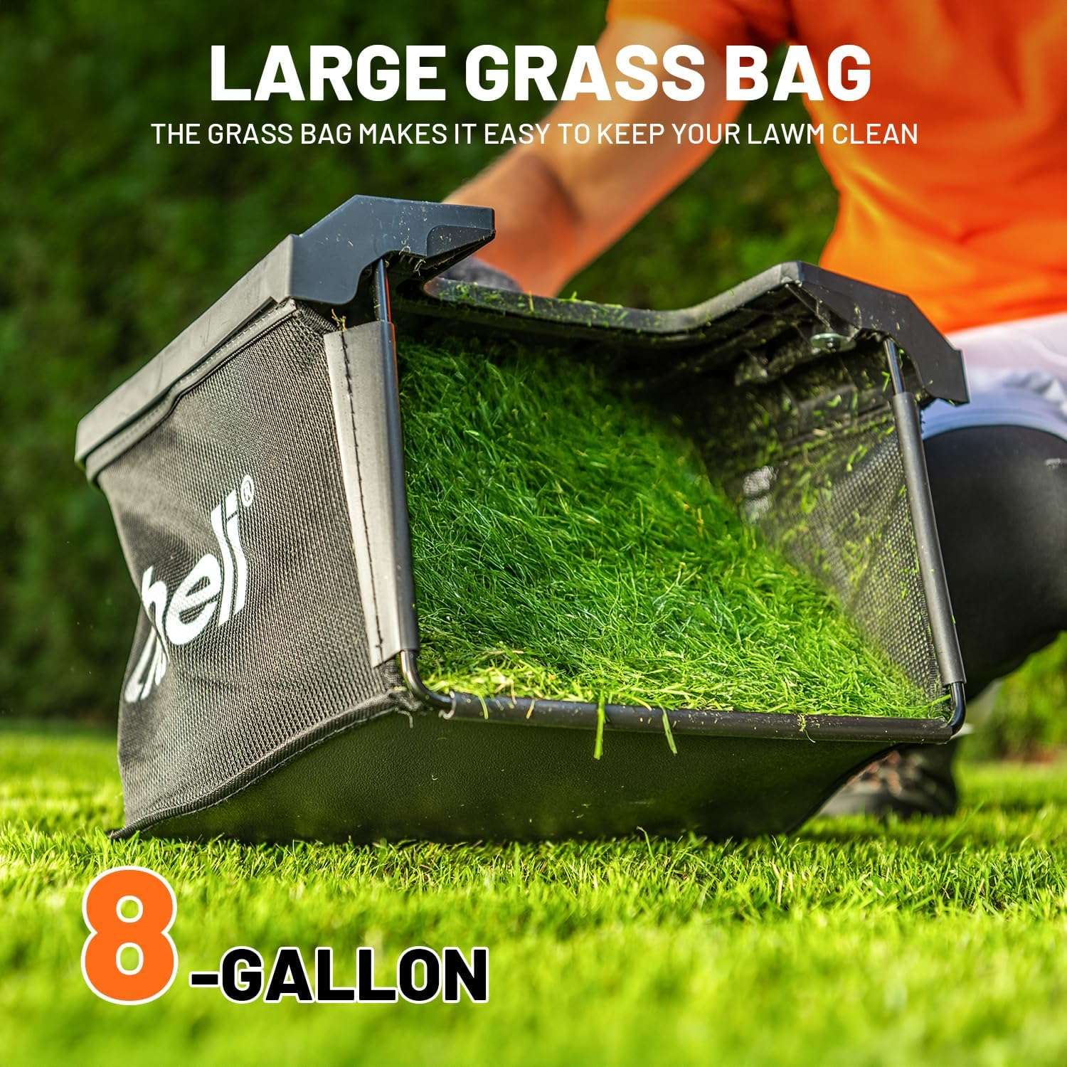 Litheli Electric Lawn Mower Cordless,Grass Cutter Machine for 1300 Sq.Ft.Lawnmower with Motor,13 in Cutting Width,8 Gallon Capacity,Cutting Height from 1 to 2.5 in - 6