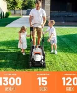Litheli Electric Lawn Mower Cordless,Grass Cutter Machine for 1300 Sq.Ft.Lawnmower with Motor,13 in Cutting Width,8 Gallon Capacity,Cutting Height from 1 to 2.5 in - 8