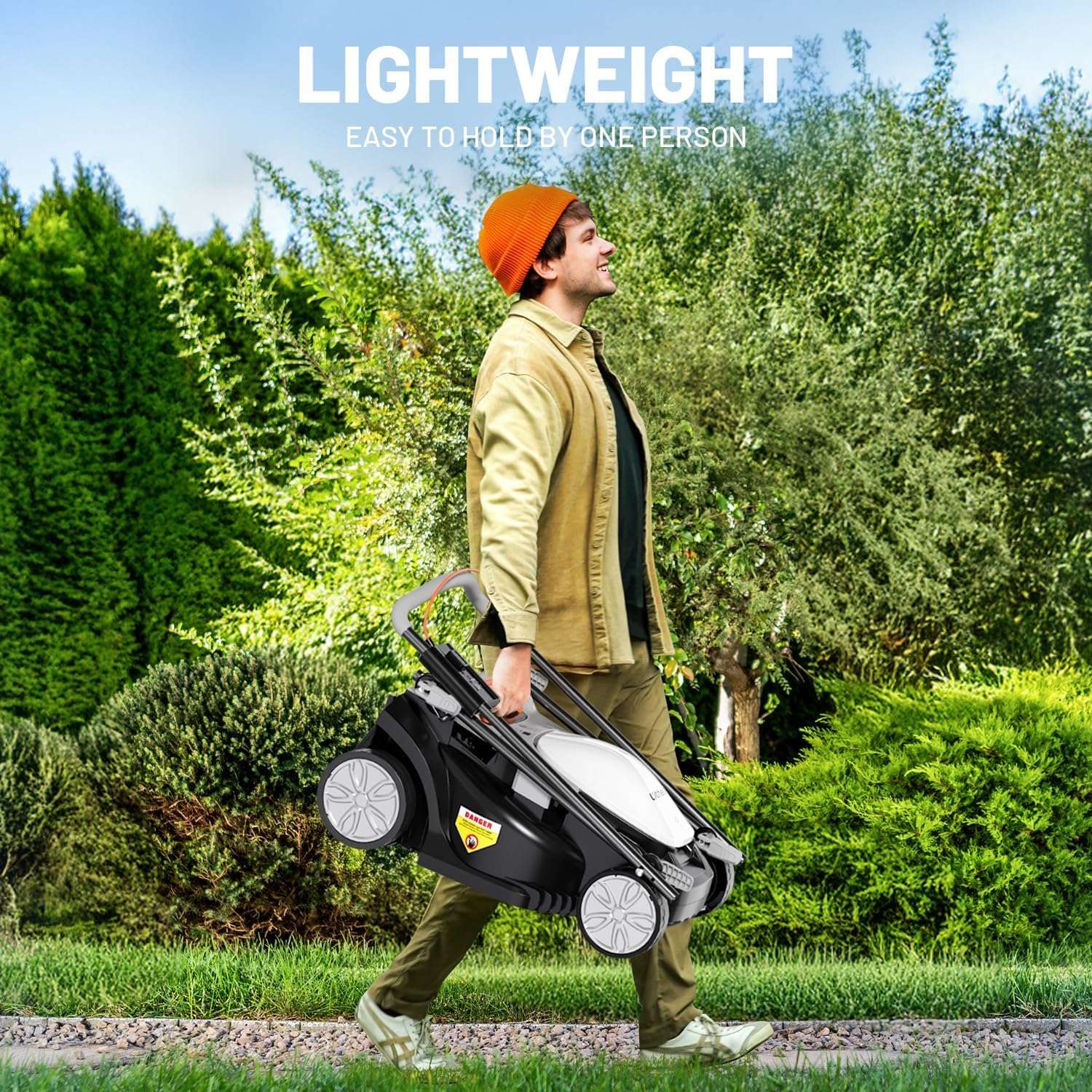 Litheli Electric Lawn Mower Cordless,Grass Cutter Machine for 1600 Sq.Ft.Lawnmower with Motor,13 in Cutting Width,8 Gallon Capacity,Cutting Height from 1 to 2.5 in - 5