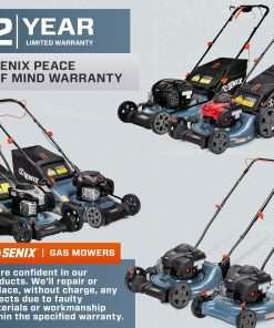 SENIX 21-Inch Gas Push Lawn Mower with 140 cc 4-Cycle Briggs & Stratton Engine, Mulching and Side Discharge, 6-Position Dual Lever Height Adjustment - 7