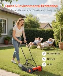 VEVOR Push Reel Lawn Mower 16 inch, 5 Blades Manual Push Mower No Motor, 0.6-1.75 in Adjustable Cutting Height, Walk-Behind Lawn Mowers with Grass Catcher Bag for Green Lawns - 6