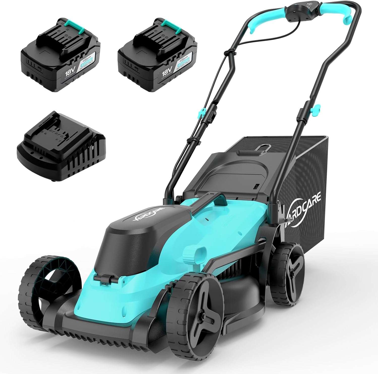 YARDCARE 36V Brushless Cordless Lawn Mower with 2X4.0Ah Batteries, LED Display Screen, Electric Lawnmower with 5-Position Height Adjustment, 8 Gallon Grass Bag, Charger - 1