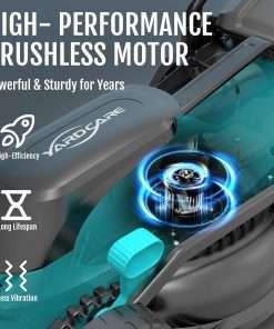 YARDCARE 36V Brushless Cordless Lawn Mower with 2X4.0Ah Batteries, LED Display Screen, Electric Lawnmower with 5-Position Height Adjustment, 8 Gallon Grass Bag, Charger - 2