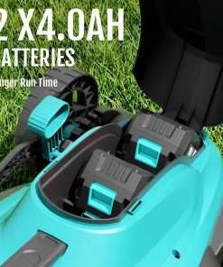 YARDCARE 36V Brushless Cordless Lawn Mower with 2X4.0Ah Batteries, LED Display Screen, Electric Lawnmower with 5-Position Height Adjustment, 8 Gallon Grass Bag, Charger - 3