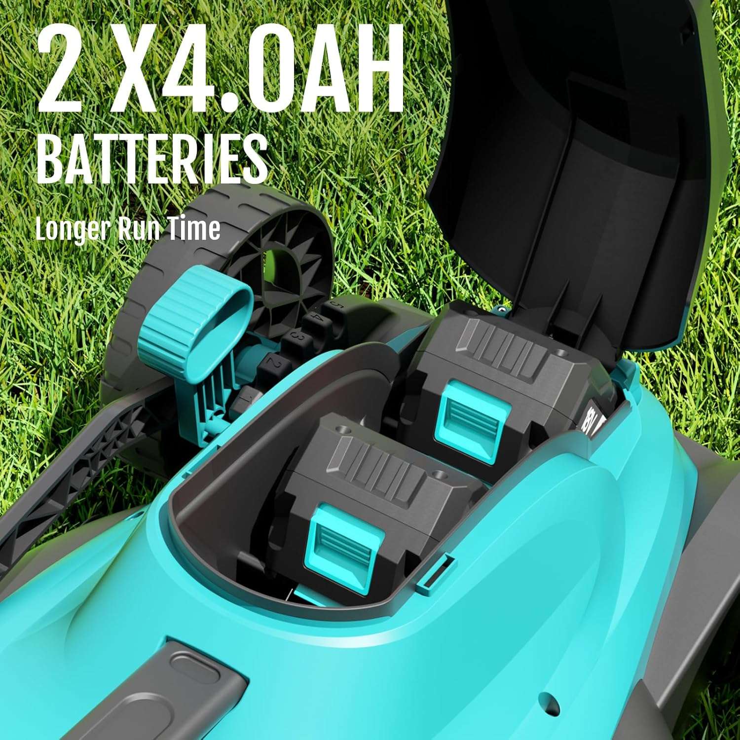 YARDCARE 36V Brushless Cordless Lawn Mower with 2X4.0Ah Batteries, LED Display Screen, Electric Lawnmower with 5-Position Height Adjustment, 8 Gallon Grass Bag, Charger - 3
