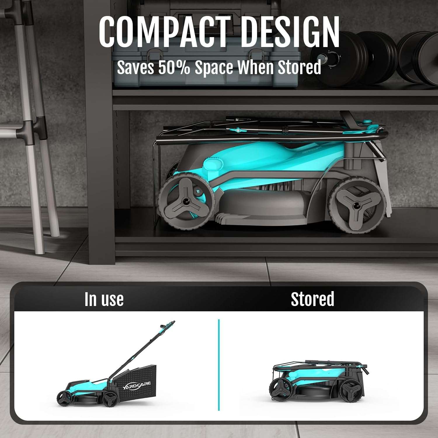 YARDCARE 36V Brushless Cordless Lawn Mower with 2X4.0Ah Batteries, LED Display Screen, Electric Lawnmower with 5-Position Height Adjustment, 8 Gallon Grass Bag, Charger - 8