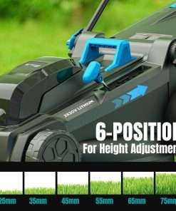 40V 18 inch Lawn Mower Cordless, Brushless Push Lawn Mower with 6-Position Cutting Height Adjustment, 2x4.0Ah Battery & Dual Charger Included - 5