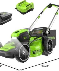 Greenworks 80V 21 Brushless Cordless (Push) Lawn Mower, 4.0Ah Battery and Rapid Charger Included - 16
