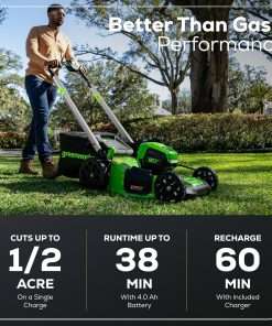 Greenworks 80V 21 Brushless Cordless (Push) Lawn Mower, 4.0Ah Battery and Rapid Charger Included - 3