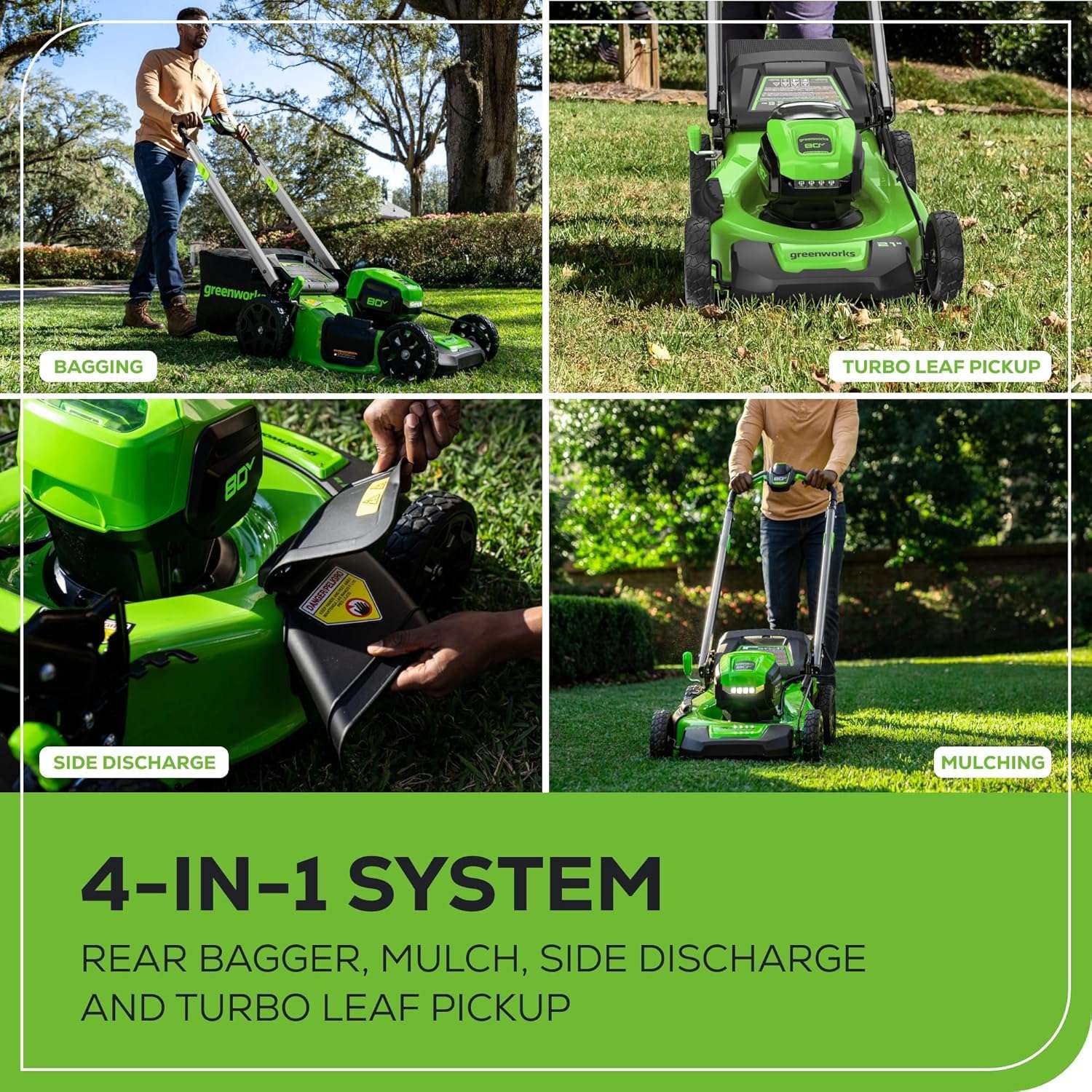 Greenworks 80V 21 Brushless Cordless (Push) Lawn Mower, 4.0Ah Battery and Rapid Charger Included - 7
