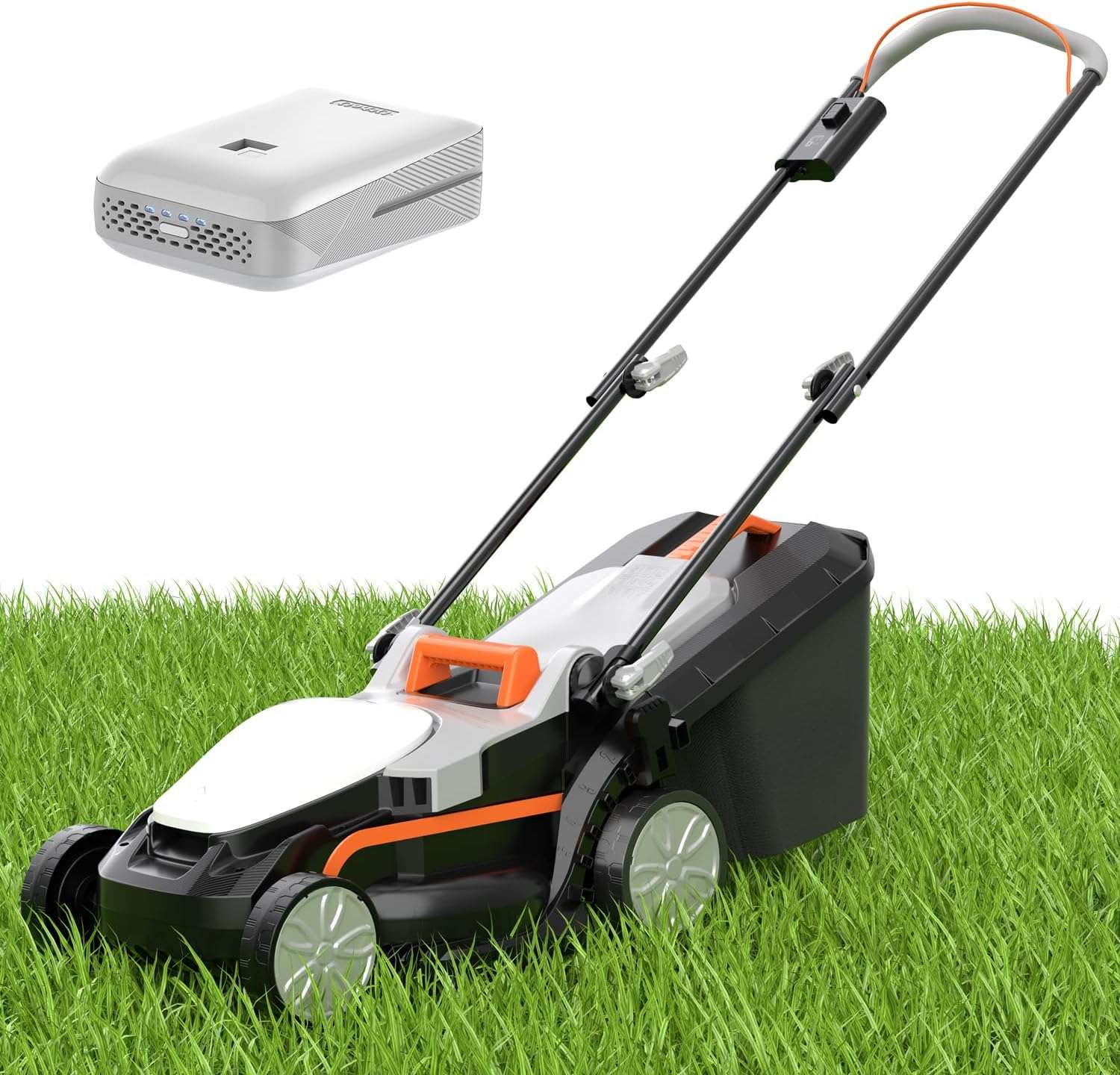 Litheli Electric Lawn Mower Cordless,Grass Cutter Machine for 1300 Sq.Ft.Lawnmower with Motor,13.2 in Cutting Width,8 Gallon Capacity,Cutting Height from 1 to 2.5 in with 4.0A Battery - 1