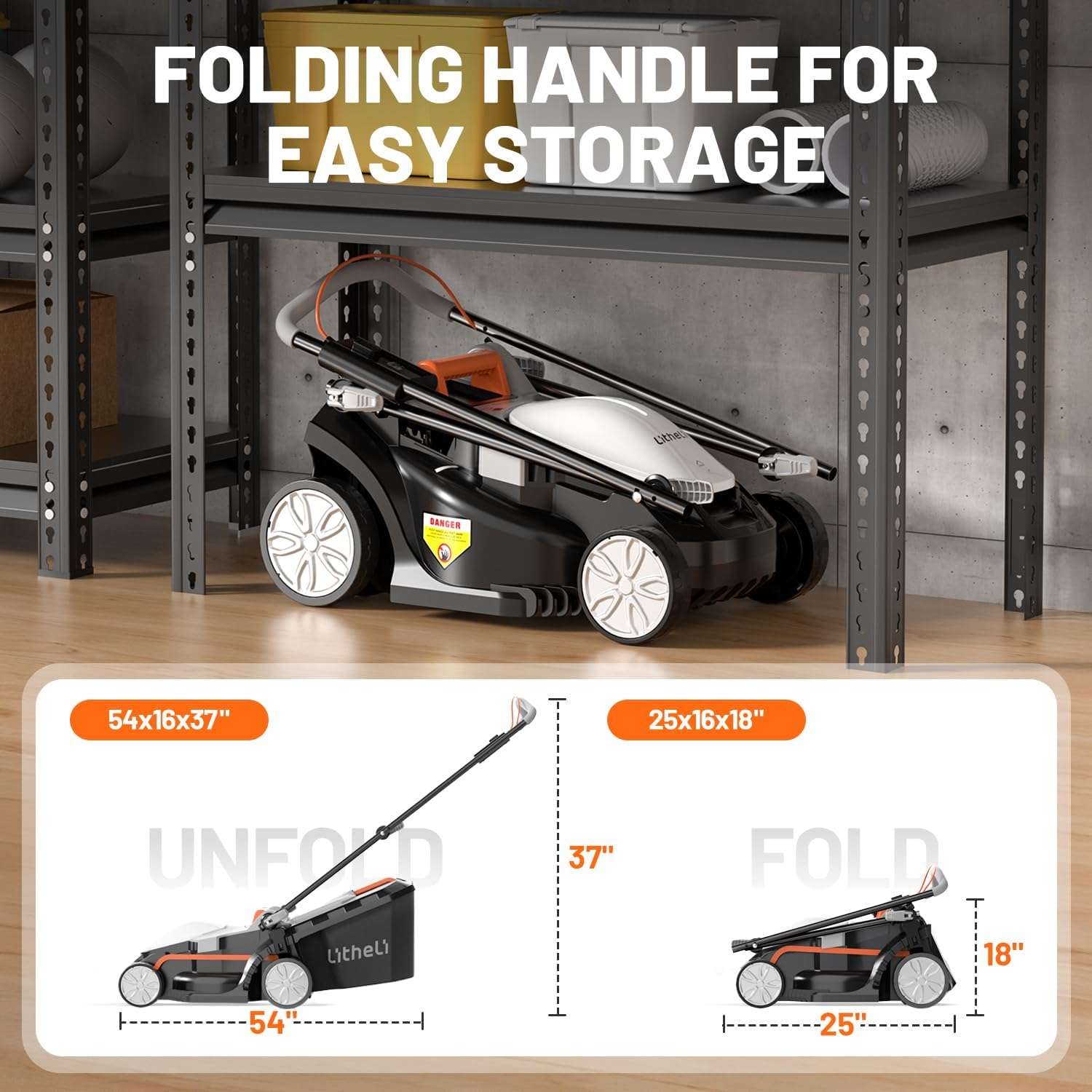 Litheli Electric Lawn Mower Cordless,Grass Cutter Machine for 1300 Sq.Ft.Lawnmower with Motor,13.2 in Cutting Width,8 Gallon Capacity,Cutting Height from 1 to 2.5 in with 4.0A Battery - 4