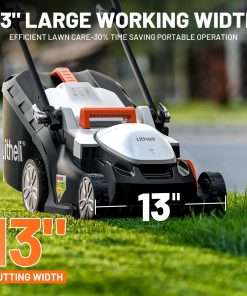 Litheli Electric Lawn Mower Cordless,Grass Cutter Machine for 1300 Sq.Ft.Lawnmower with Motor,13.2 in Cutting Width,8 Gallon Capacity,Cutting Height from 1 to 2.5 in with 4.0A Battery - 6