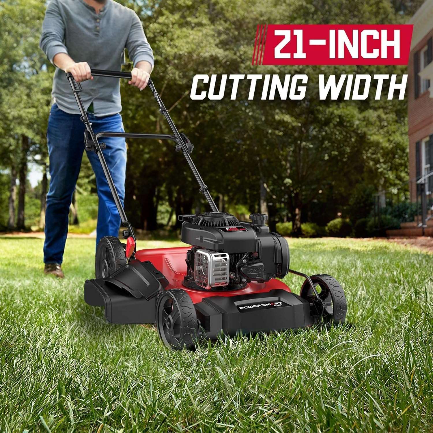 PowerSmart 21 2-in-1 Push Lawn Mower, 125cc Engine, Adjustable Cutting Height, Lightweight, Easy Assembly - 4