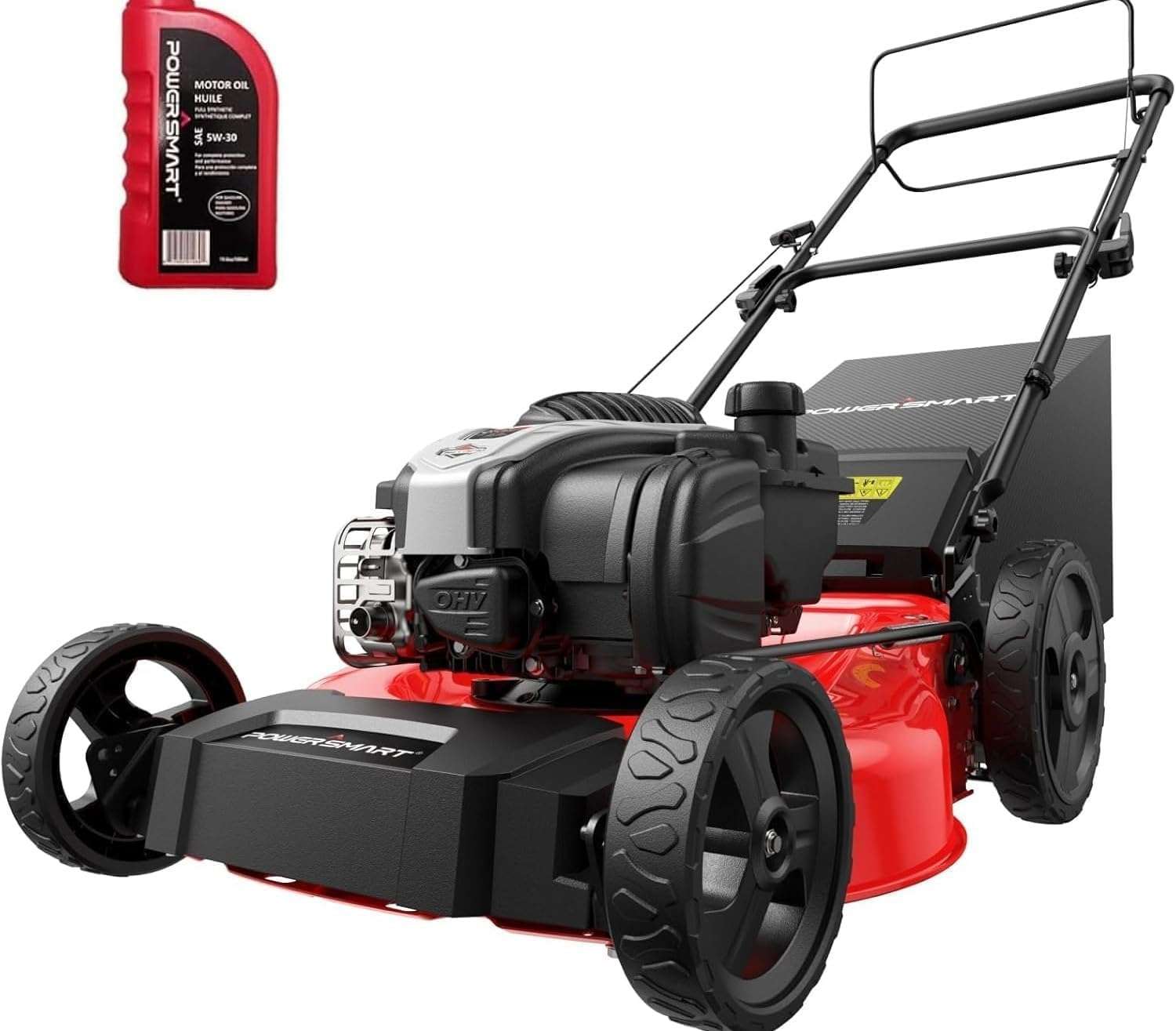 PowerSmart 21-Inch Gas Lawn Mower with B&S Engine, 3-in-1, Self-Propelled, 6 Cutting Heights, Durable Steel Deck, Rear-Wheel Drive - 1