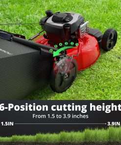 PowerSmart Gas Lawn Mower, 21-Inch Self-Propelled Mower with B&S 140cc Engine, Steel Deck, 3-in-1 Bag-Mulch-Rear Discharge, 6 Height Positions, 10” Rear Wheels - 6