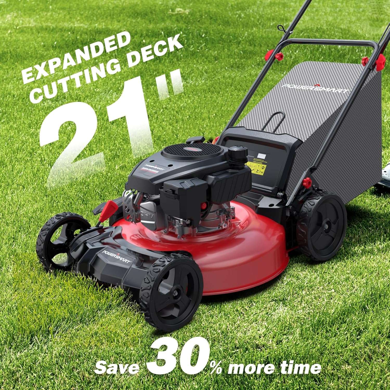 PowerSmart Lawn Mower Gas Powered, 21-Inch 144cc Engine 3-in-1 Walk-Behind Push Lawn Mower, Oil Included - 3