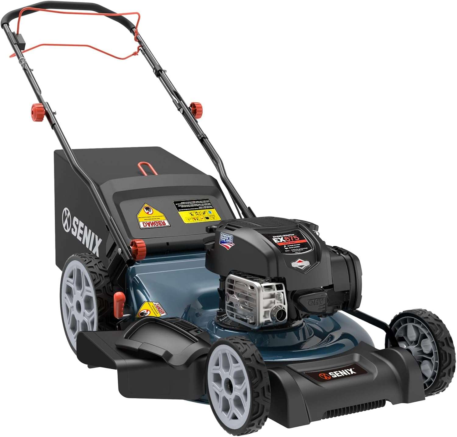 SENIX 22 Gas Lawn Mower, 163cc Self Propelled Gas Powered Lawnmower with B&S 4-Cycle Engine, 3-in-1 Walk-Behind Push Lawn Mowers, 6-Position Height Adjustment, cortadora de pasto, LSSG-H1 - 1