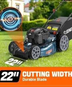 SENIX 22 Gas Lawn Mower, 163cc Self Propelled Gas Powered Lawnmower with B&S 4-Cycle Engine, 3-in-1 Walk-Behind Push Lawn Mowers, 6-Position Height Adjustment, cortadora de pasto, LSSG-H1 - 5