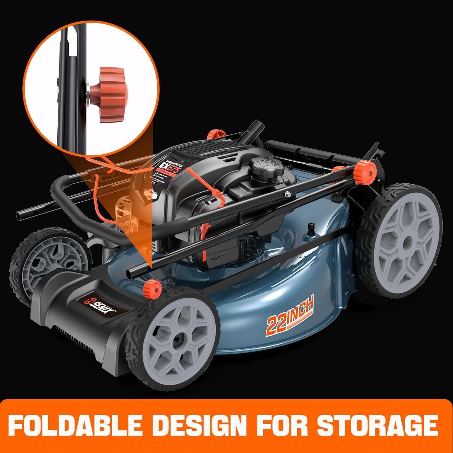 SENIX 22 Gas Lawn Mower, 163cc Self Propelled Gas Powered Lawnmower with B&S 4-Cycle Engine, 3-in-1 Walk-Behind Push Lawn Mowers, 6-Position Height Adjustment, cortadora de pasto, LSSG-H1 - 6