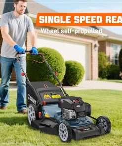 SENIX 22 Gas Lawn Mower, 163cc Self Propelled Gas Powered Lawnmower with B&S 4-Cycle Engine, 3-in-1 Walk-Behind Push Lawn Mowers, 6-Position Height Adjustment, cortadora de pasto, LSSG-H1 - 9