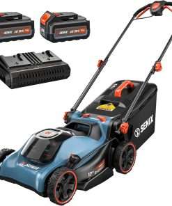 SENIX 40V 17 Electric Lawn Mower, Battery Powered Cordless Lawnmower, 2-in-1 Brushless Walk-Behind Push Mowers, 6 Heights Adjustment, cortadora de pasto, Includes 2x5Ah Batteries & Charger - 1