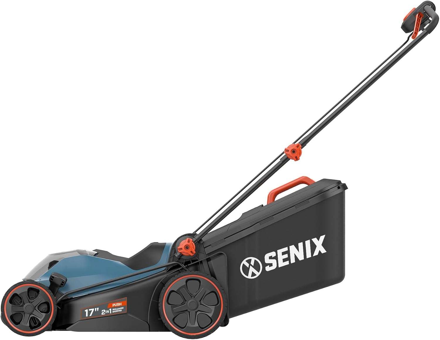 SENIX 40V 17" Electric Lawn Mower, Battery Powered Cordless Lawnmower, 2-in-1 Brushless Walk-Behind Push Mowers, 6 Heights Adjustment, cortadora de pasto, Includes 2x5Ah Batteries & Charger, LPPX2-M5 - Image 9