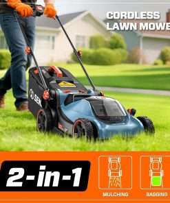 SENIX 40V 17 Electric Lawn Mower, Battery Powered Cordless Lawnmower, 2-in-1 Brushless Walk-Behind Push Mowers, 6 Heights Adjustment, cortadora de pasto, Includes 2x5Ah Batteries & Charger - 4