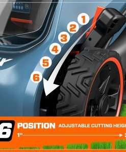 SENIX 40V 17 Electric Lawn Mower, Battery Powered Cordless Lawnmower, 2-in-1 Brushless Walk-Behind Push Mowers, 6 Heights Adjustment, cortadora de pasto, Includes 2x5Ah Batteries & Charger - 5
